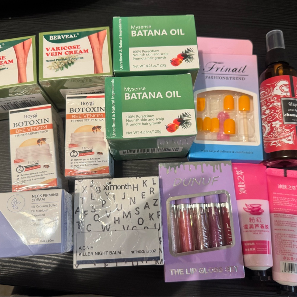 Beauty Bundle Lot Batana Oil Bee Venom Serum Varicose Cream 12+ Items